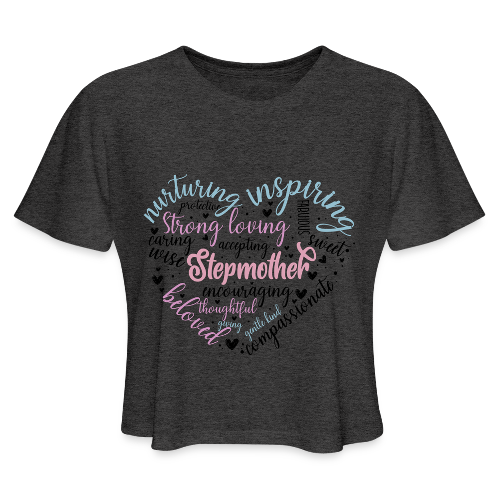 Stepmother Heart Women's Cropped T-Shirt (Word Cloud) - deep heather