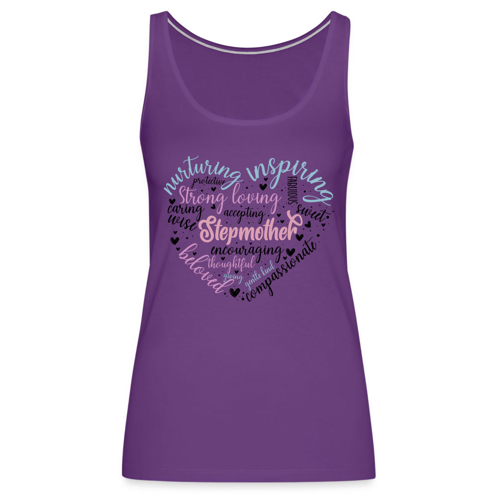 Stepmother Heart Women’s Premium Tank Top (Word Cloud) - purple