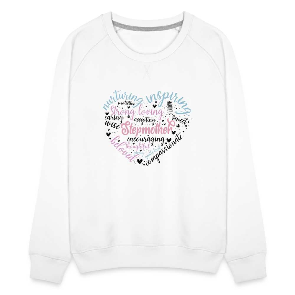 Stepmother Heart Women’s Premium Sweatshirt (Word Cloud) - white