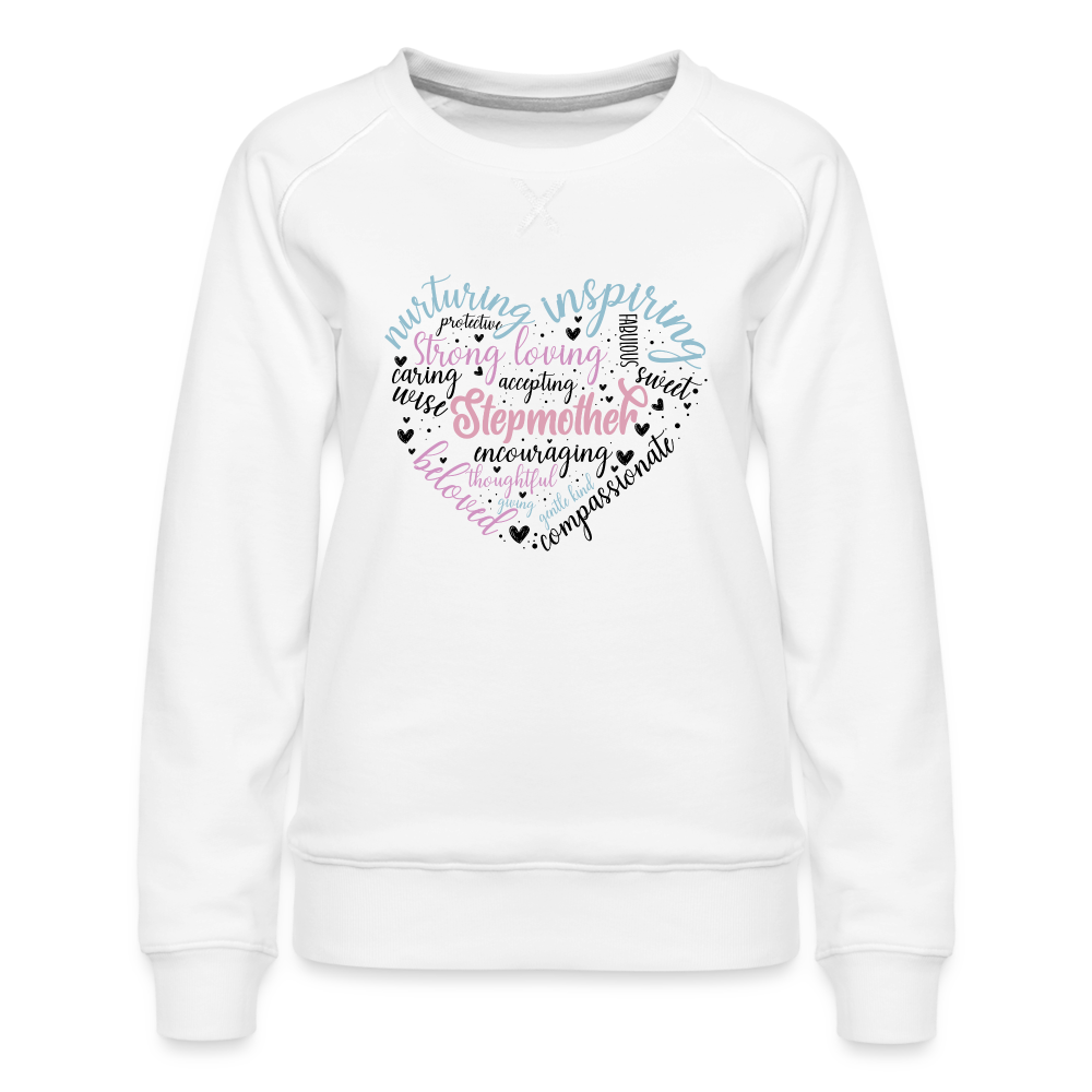 Stepmother Heart Women’s Premium Sweatshirt (Word Cloud) - white