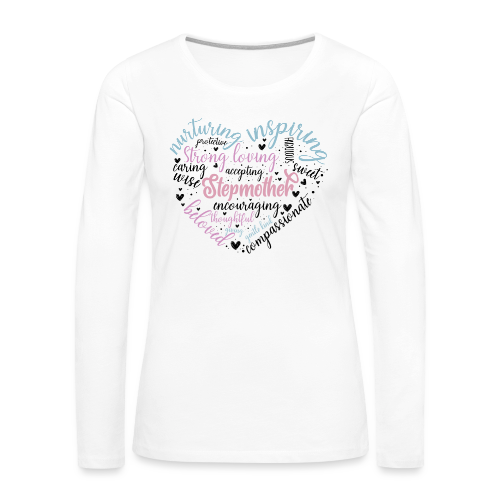 Stepmother Heart Women's Premium Long Sleeve T-Shirt (Word Cloud) - white