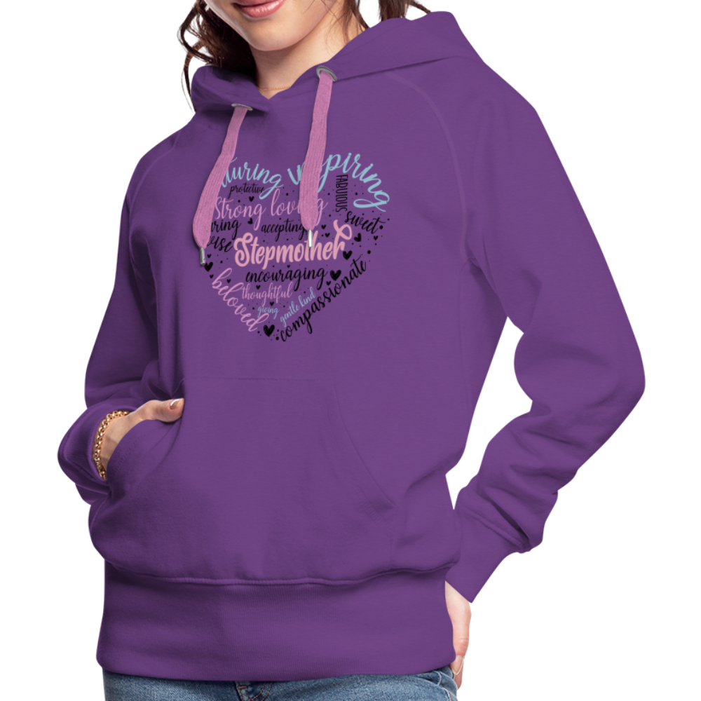Stepmother Heart Women’s Premium Hoodie (Word Cloud) - purple 