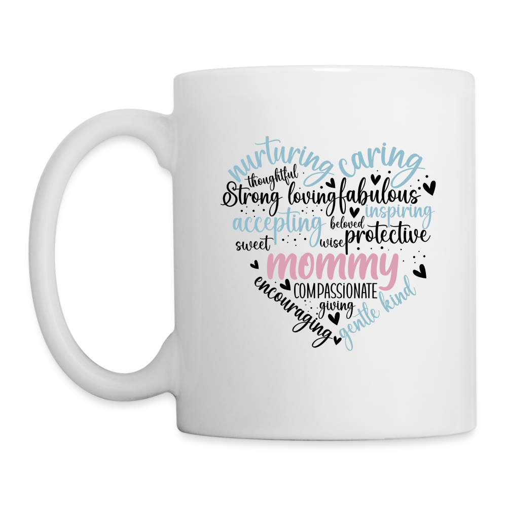Mommy Heart Coffee Mug (Word Cloud) - white