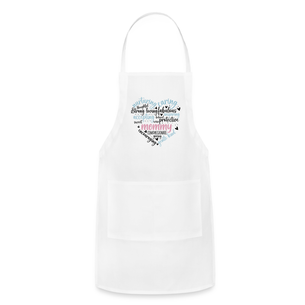 Mommy Heart Adjustable Apron (Word Cloud) - white