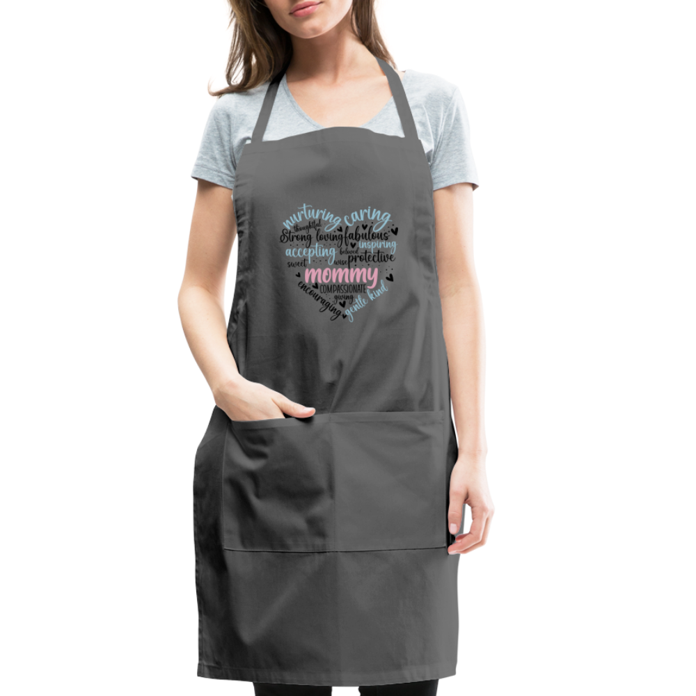Mommy Heart Adjustable Apron (Word Cloud) - charcoal