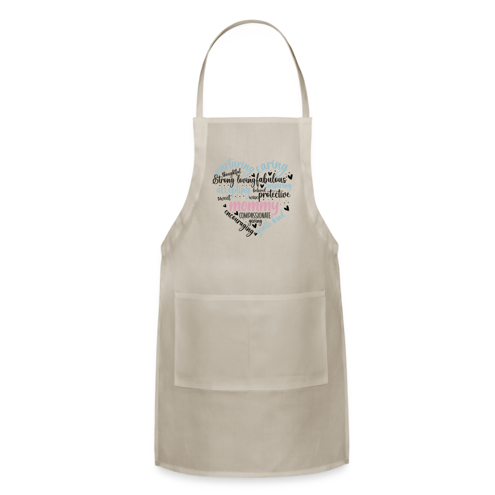 Mommy Heart Adjustable Apron (Word Cloud) - natural