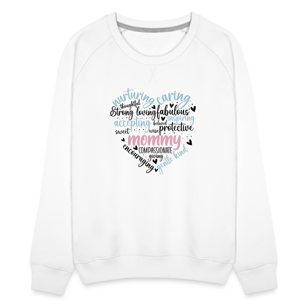 Mommy Heart Women’s Premium Sweatshirt (Word Cloud) - white