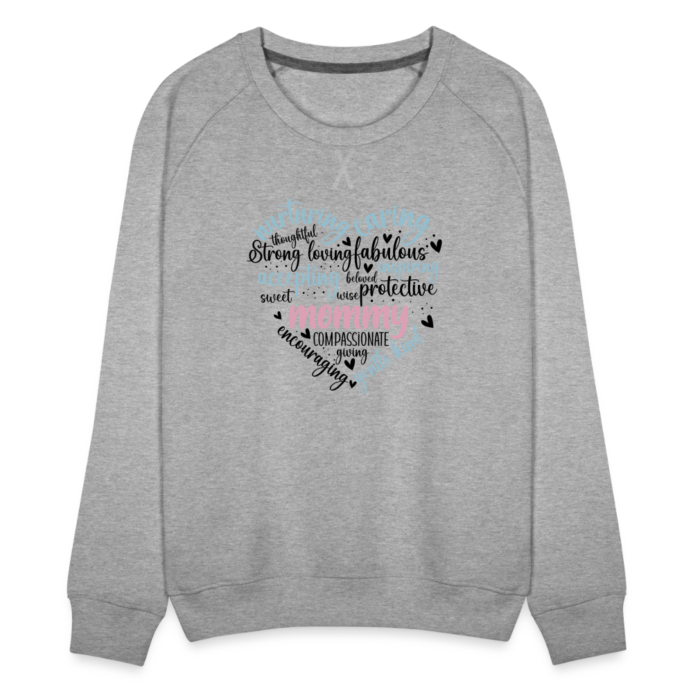 Mommy Heart Women’s Premium Sweatshirt (Word Cloud) - heather grey
