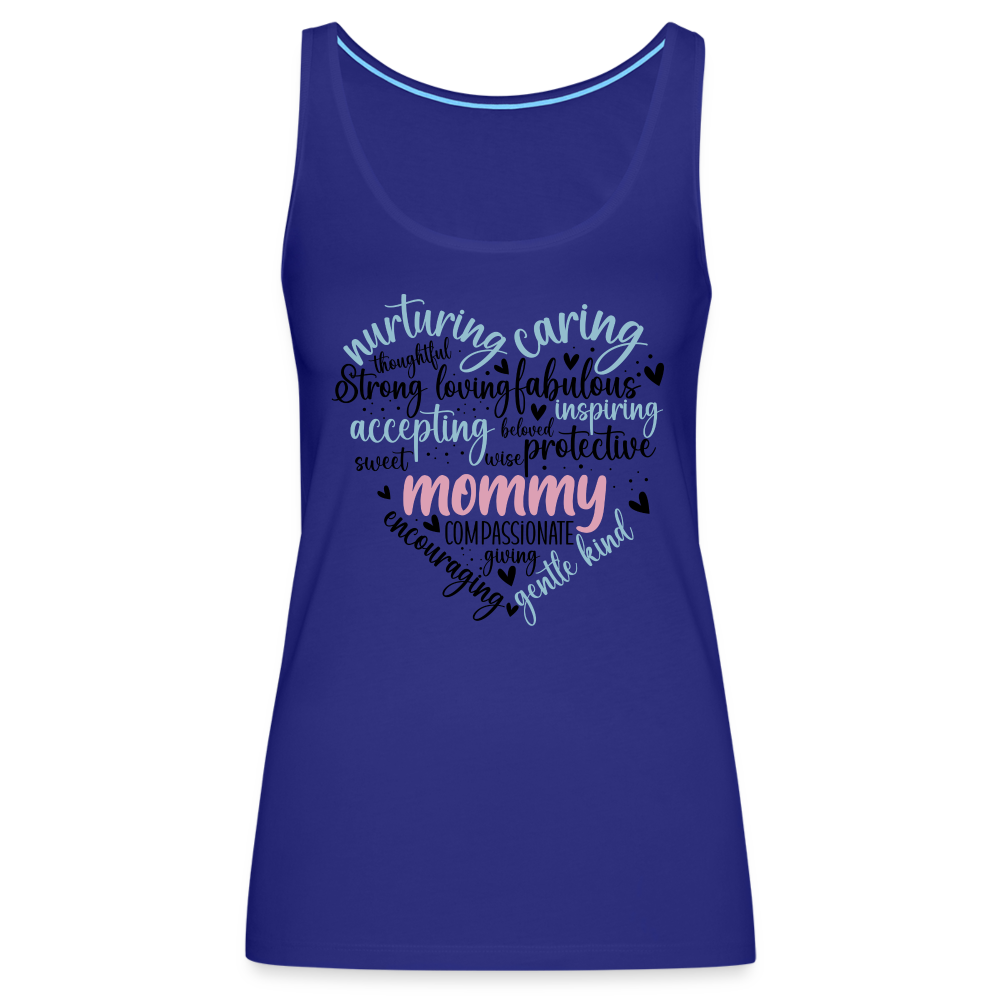 Mommy Heart Women’s Premium Tank Top (Word Cloud) - royal blue