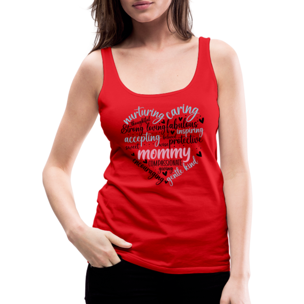 Mommy Heart Women’s Premium Tank Top (Word Cloud) - red