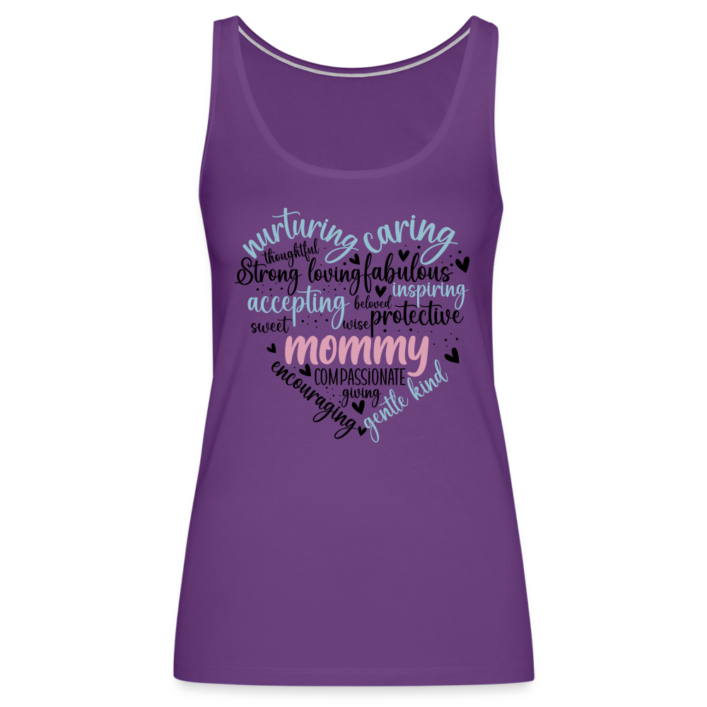 Mommy Heart Women’s Premium Tank Top (Word Cloud) - purple