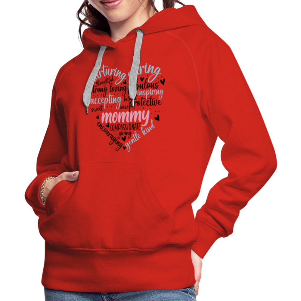 Mommy Heart Women’s Premium Hoodie (Word Cloud) - red