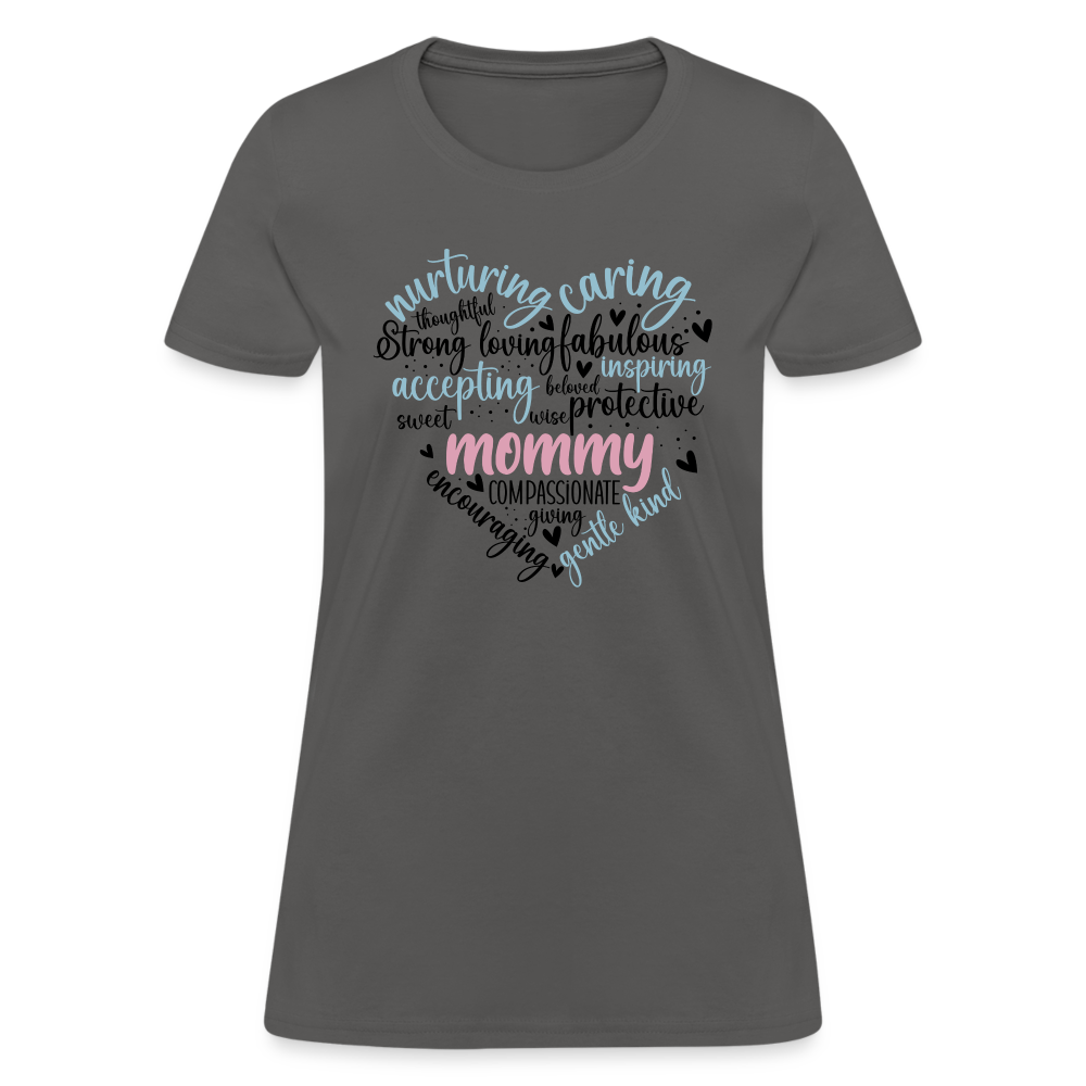 Mommy Heart Women's T-Shirt (Word Cloud) - charcoal