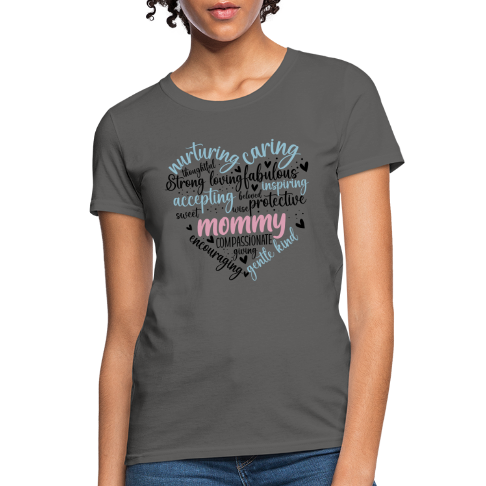 Mommy Heart Women's T-Shirt (Word Cloud) - charcoal