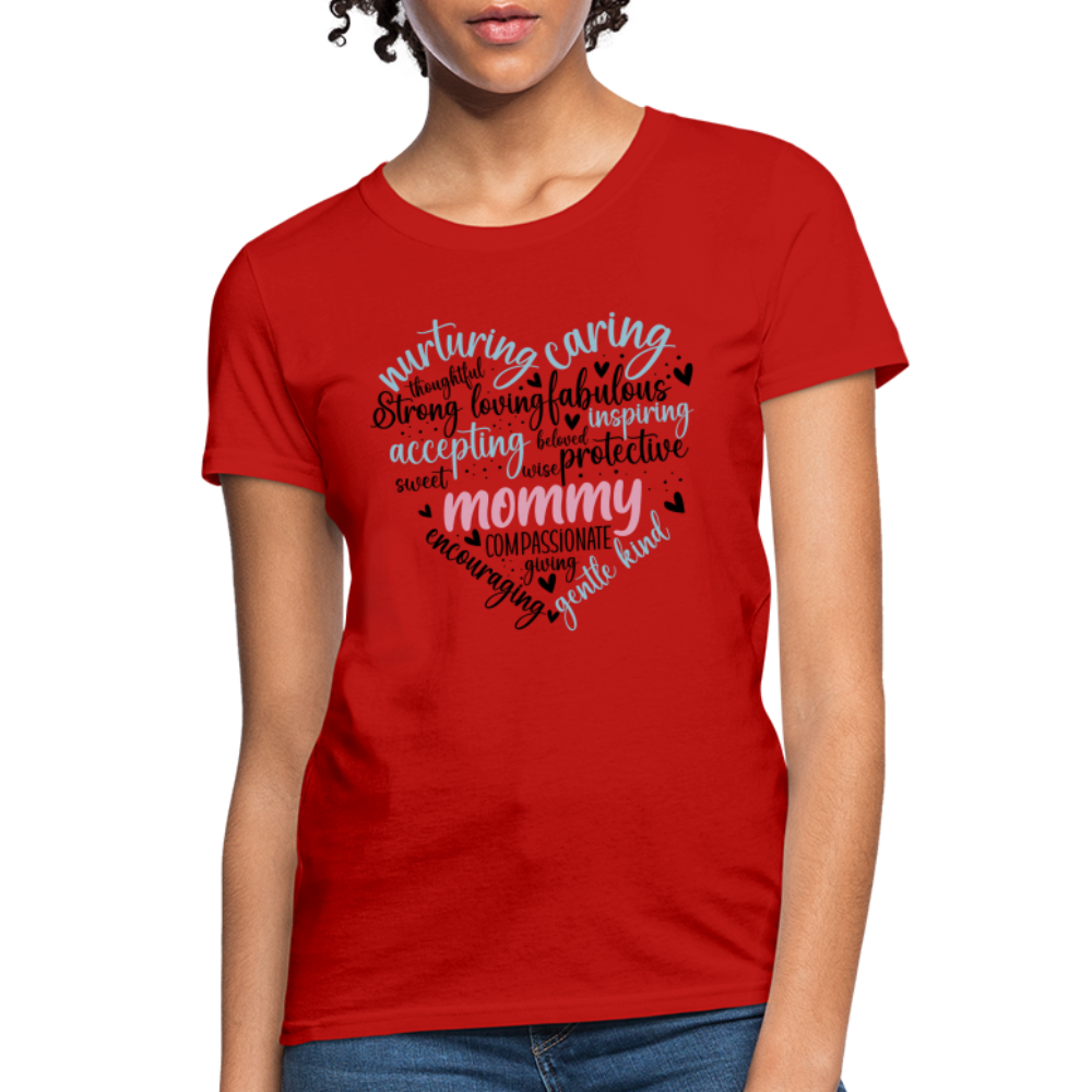 Mommy Heart Women's T-Shirt (Word Cloud) - red
