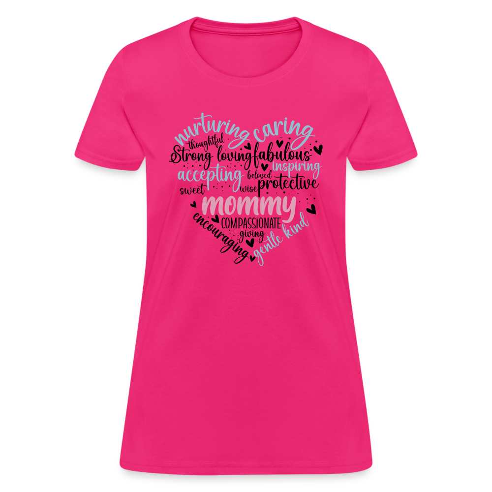 Mommy Heart Women's T-Shirt (Word Cloud) - fuchsia