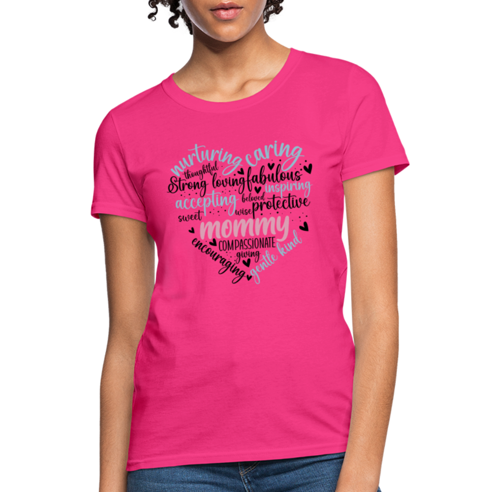 Mommy Heart Women's T-Shirt (Word Cloud) - fuchsia