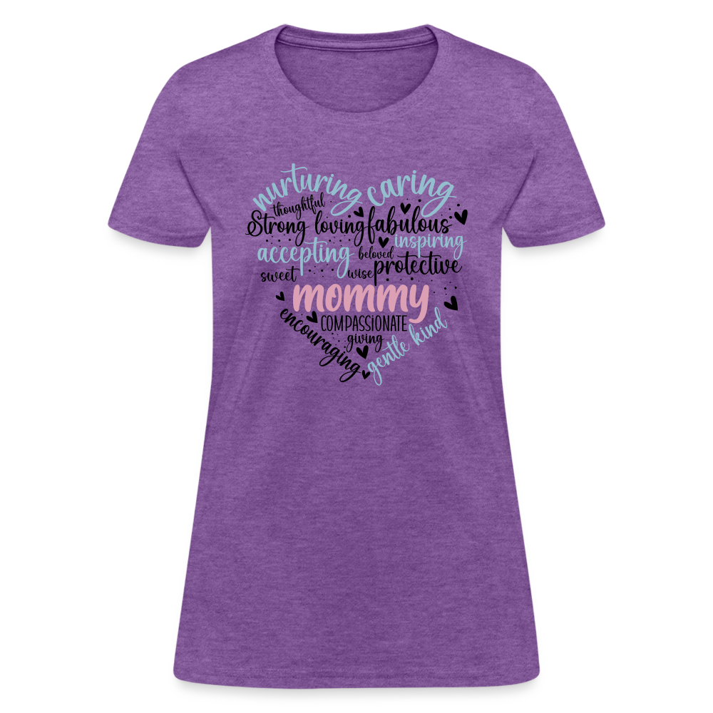 Mommy Heart Women's T-Shirt (Word Cloud) - purple heather