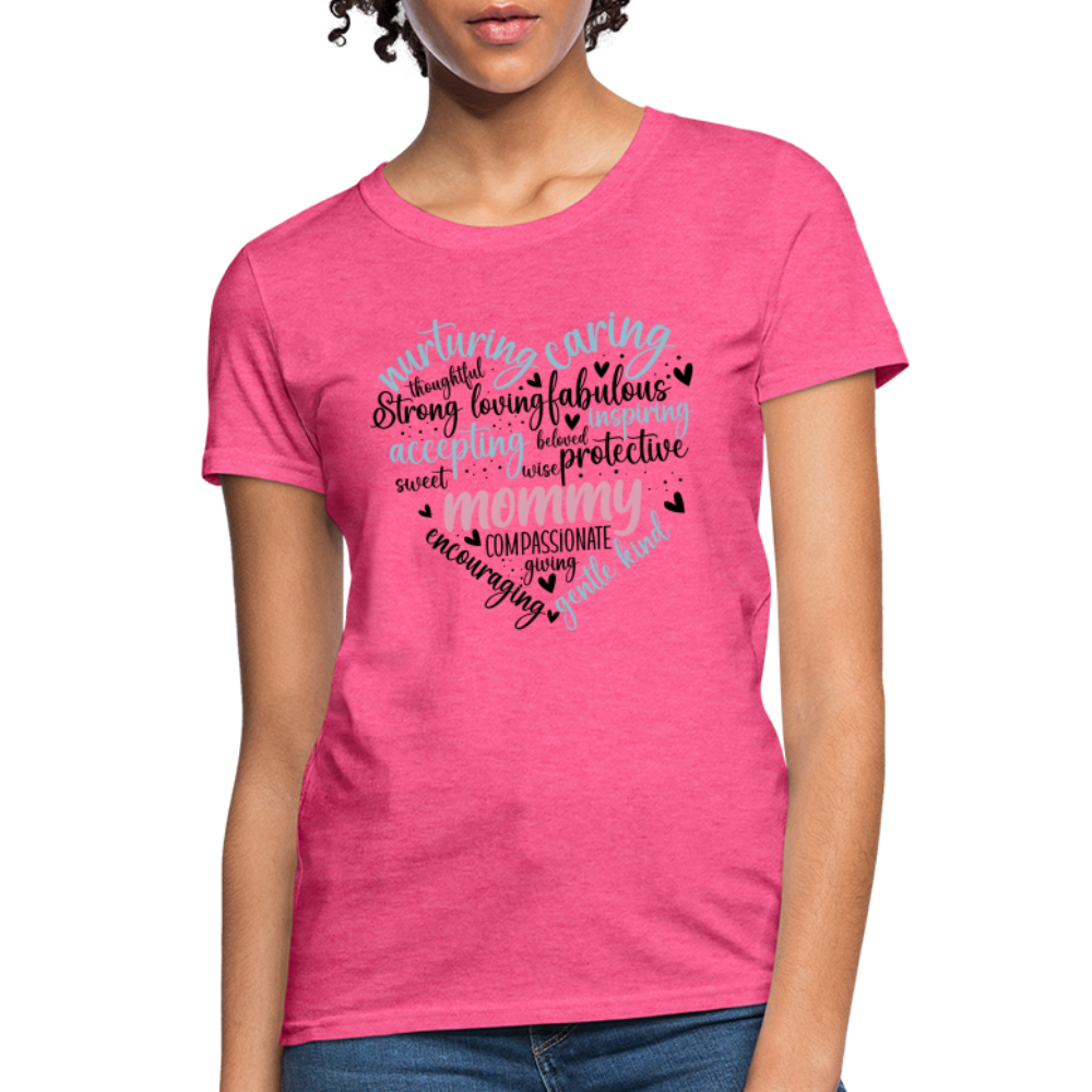Mommy Heart Women's T-Shirt (Word Cloud) - heather pink