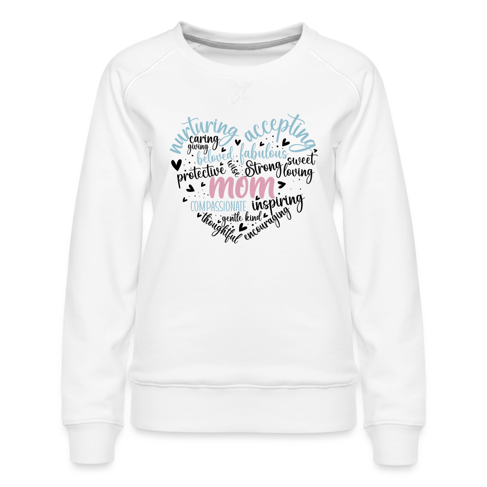 Mom Heart Women’s Premium Sweatshirt (Word Cloud) - white