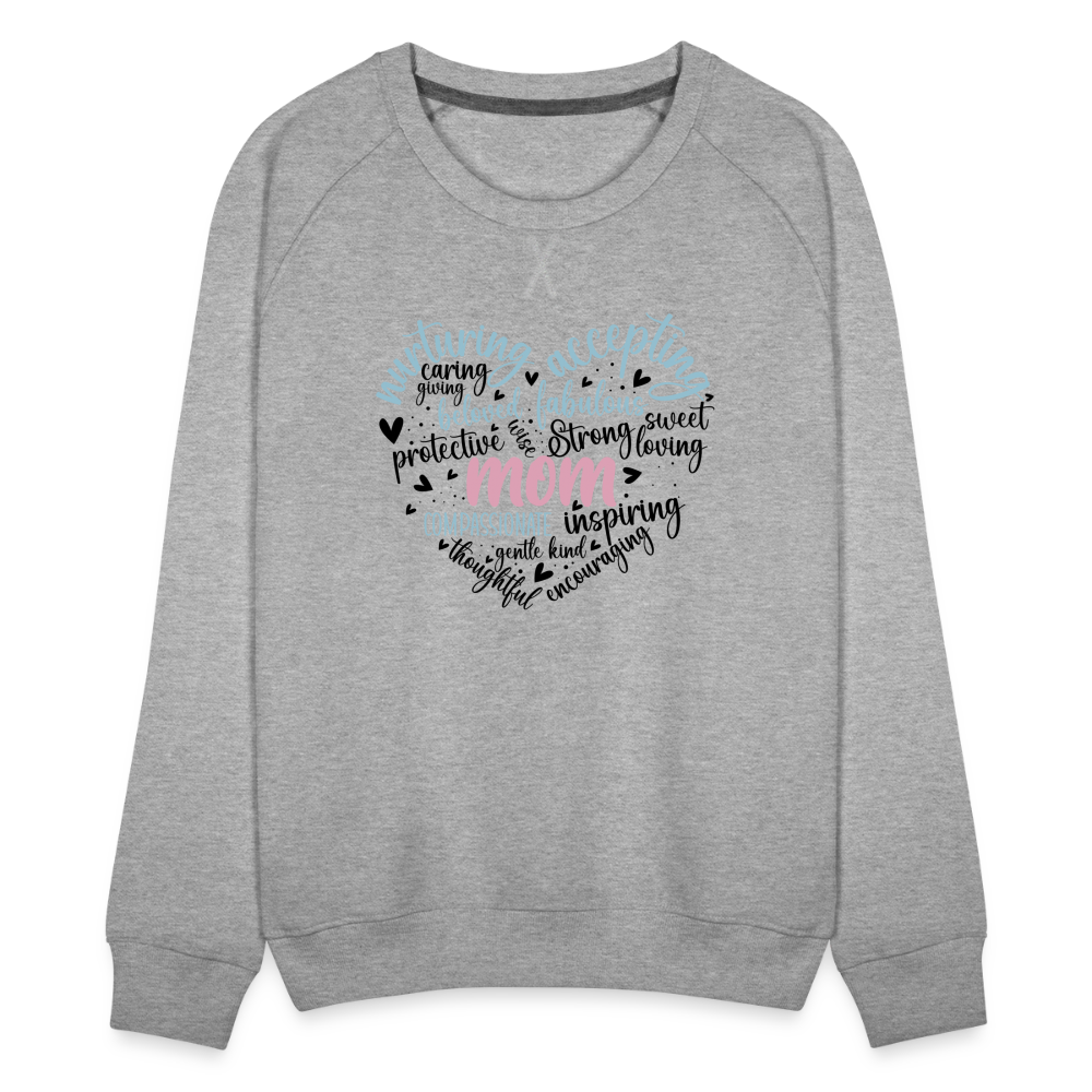 Mom Heart Women’s Premium Sweatshirt (Word Cloud) - heather grey
