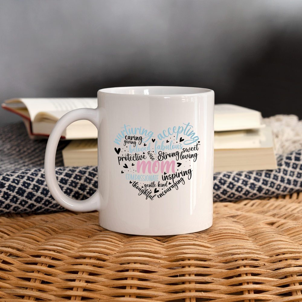 Mom Heart Coffee Mug (Word Cloud) - white