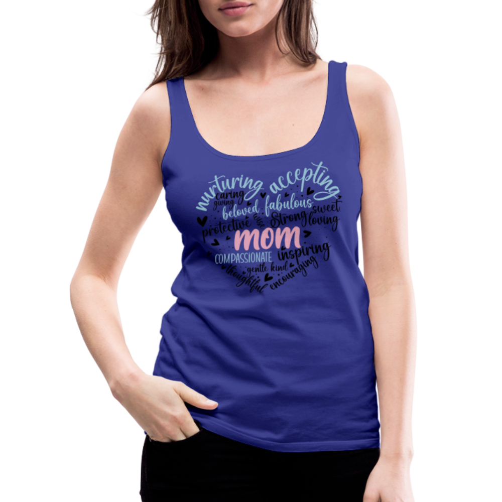 Mom Heart Women’s Premium Tank Top (Word Cloud) - royal blue