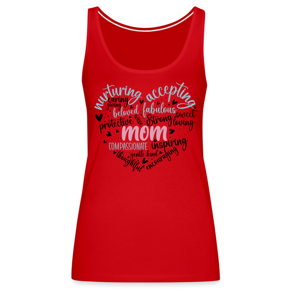 Mom Heart Women’s Premium Tank Top (Word Cloud) - red