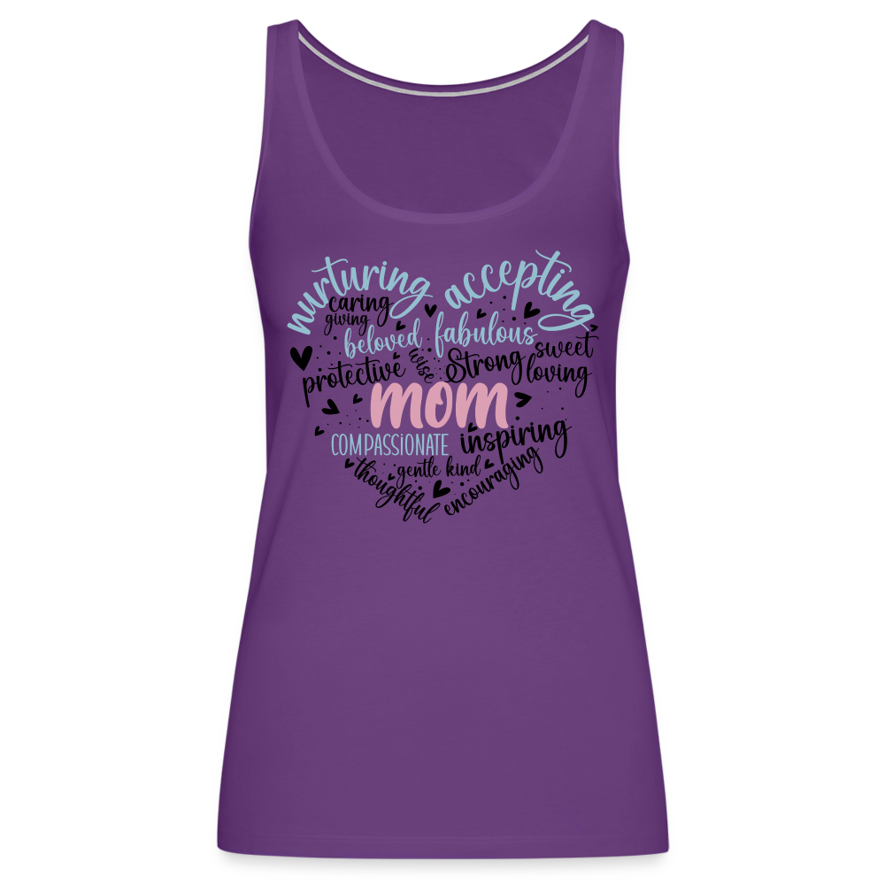 Mom Heart Women’s Premium Tank Top (Word Cloud) - purple