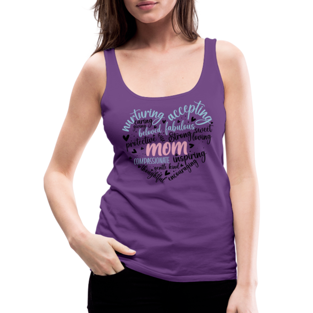 Mom Heart Women’s Premium Tank Top (Word Cloud) - purple