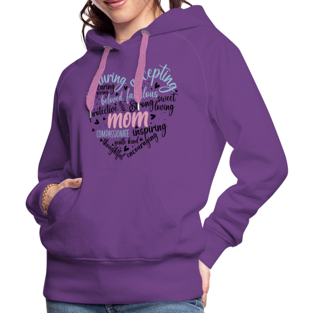 Mom Heart Women’s Premium Hoodie (Word Cloud) - purple 