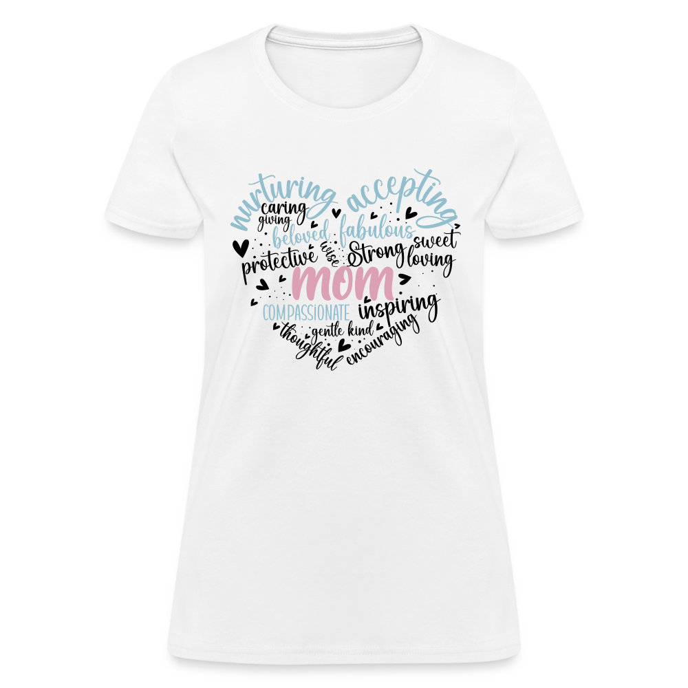 Mom Heart Women's T-Shirt (Word Cloud) - white