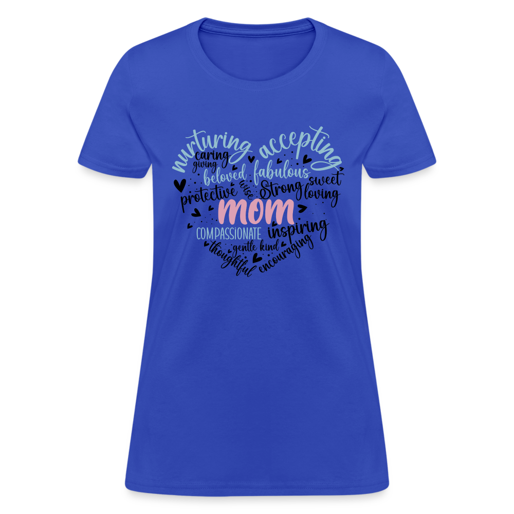 Mom Heart Women's T-Shirt (Word Cloud) - royal blue