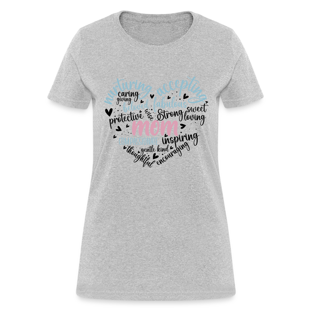 Mom Heart Women's T-Shirt (Word Cloud) - heather gray