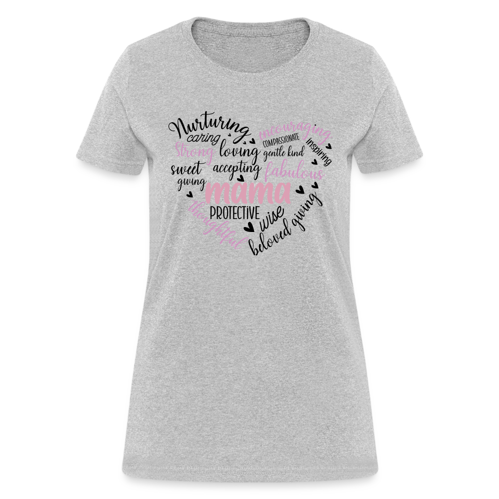 Mama Word Art Heart Women's T-Shirt - heather gray