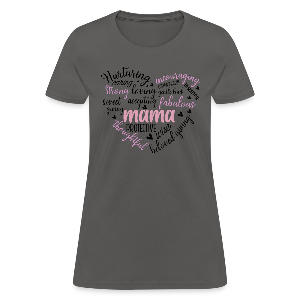 Mama Word Art Heart Women's T-Shirt - charcoal