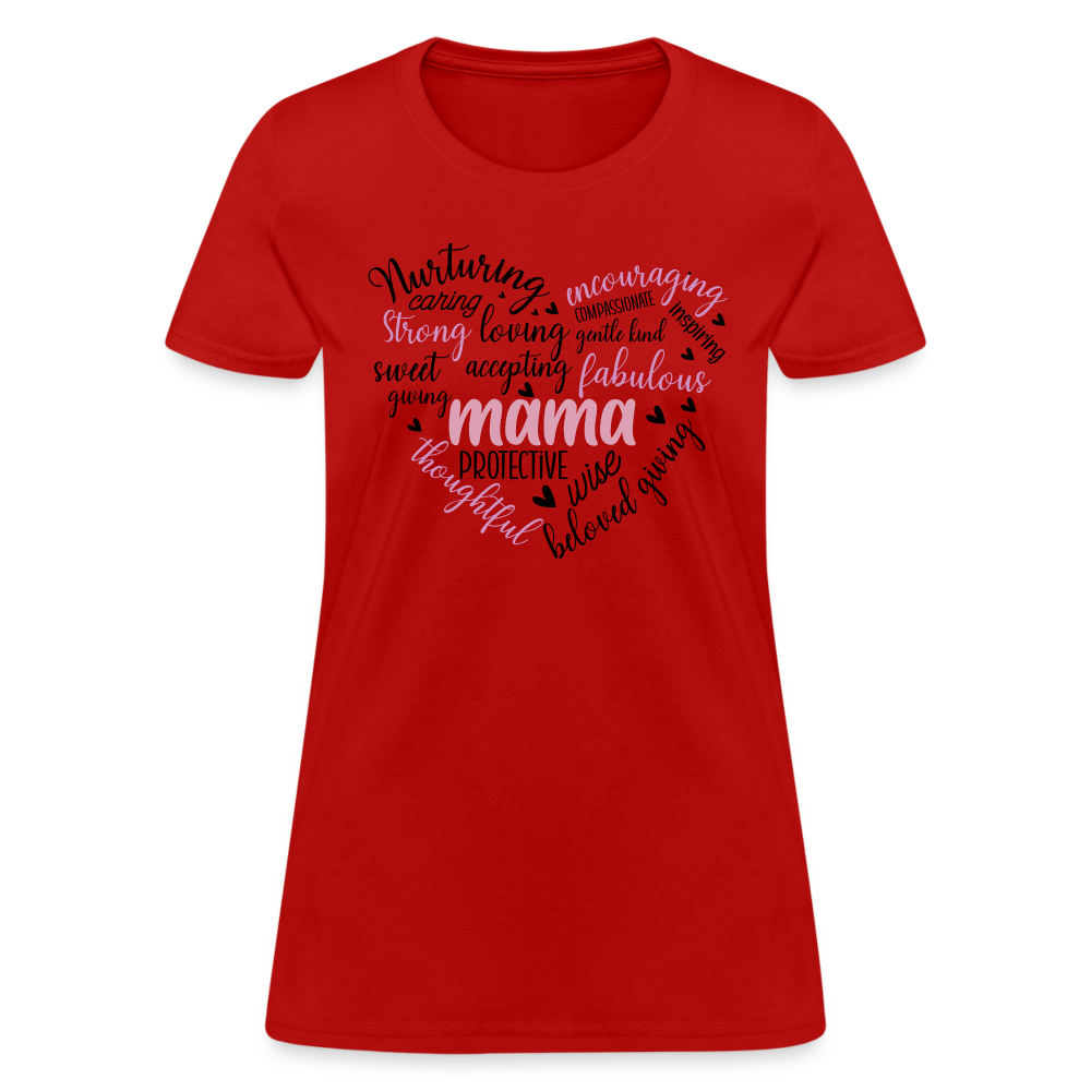 Mama Word Art Heart Women's T-Shirt - red