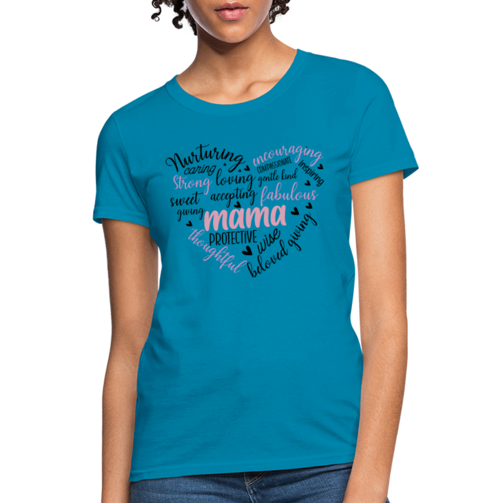 Mama Word Art Heart Women's T-Shirt - turquoise