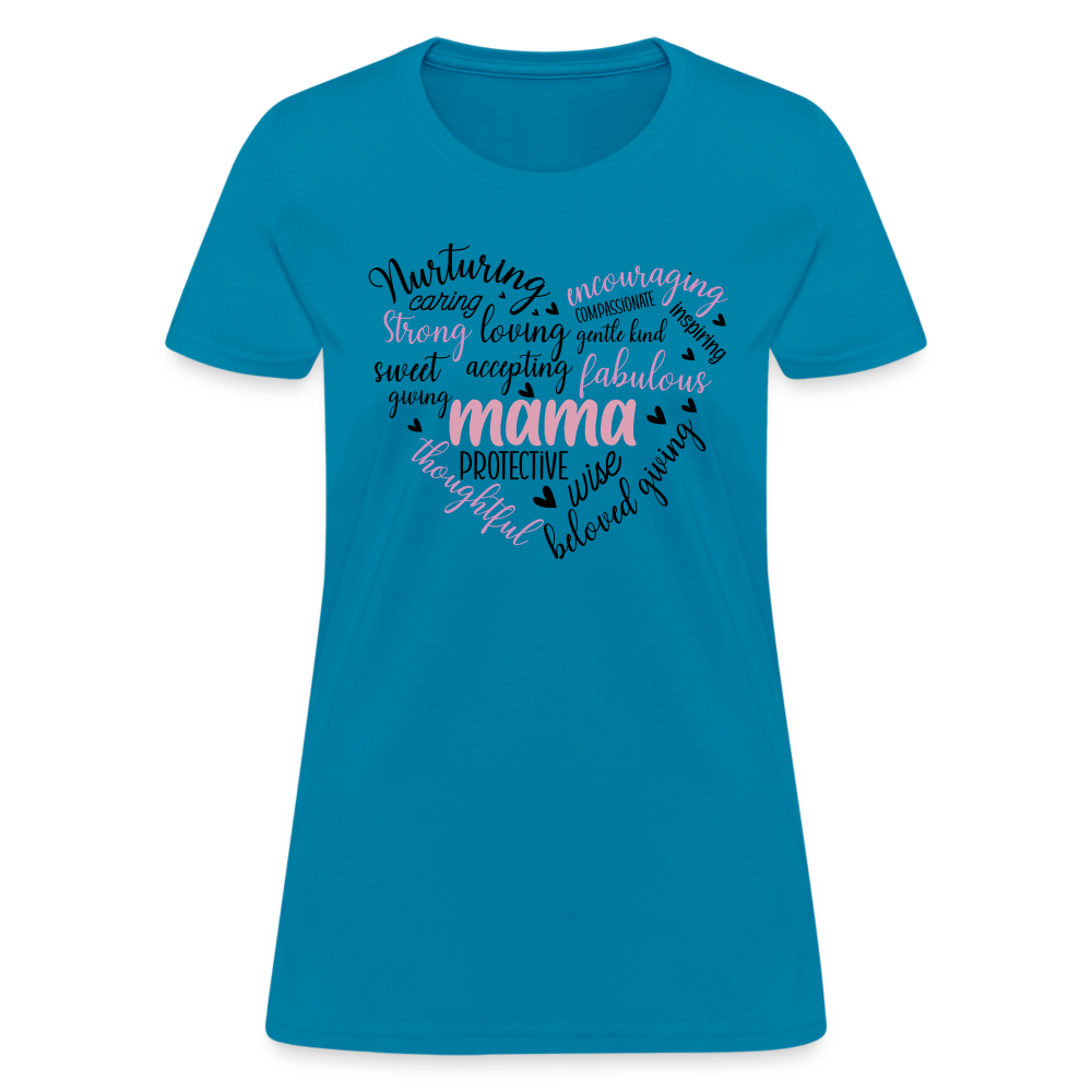 Mama Word Art Heart Women's T-Shirt - turquoise