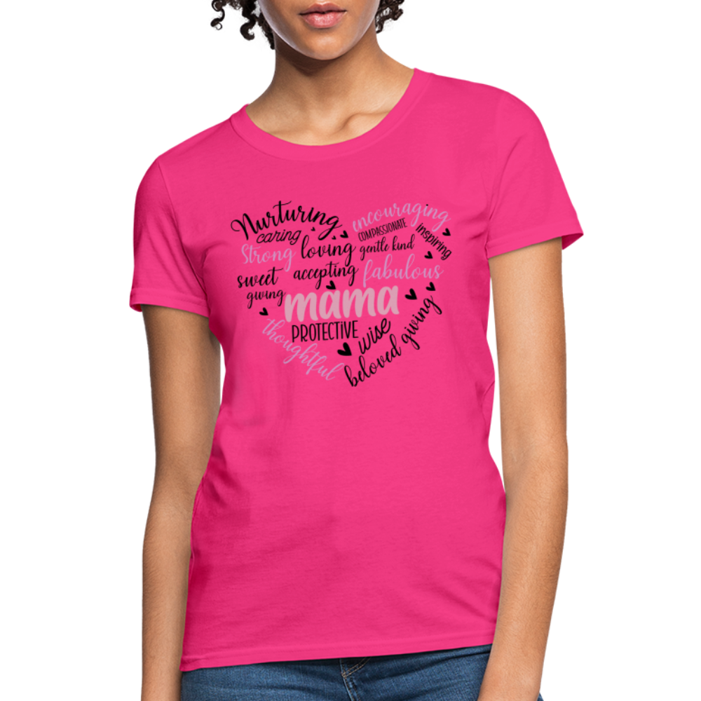 Mama Word Art Heart Women's T-Shirt - fuchsia