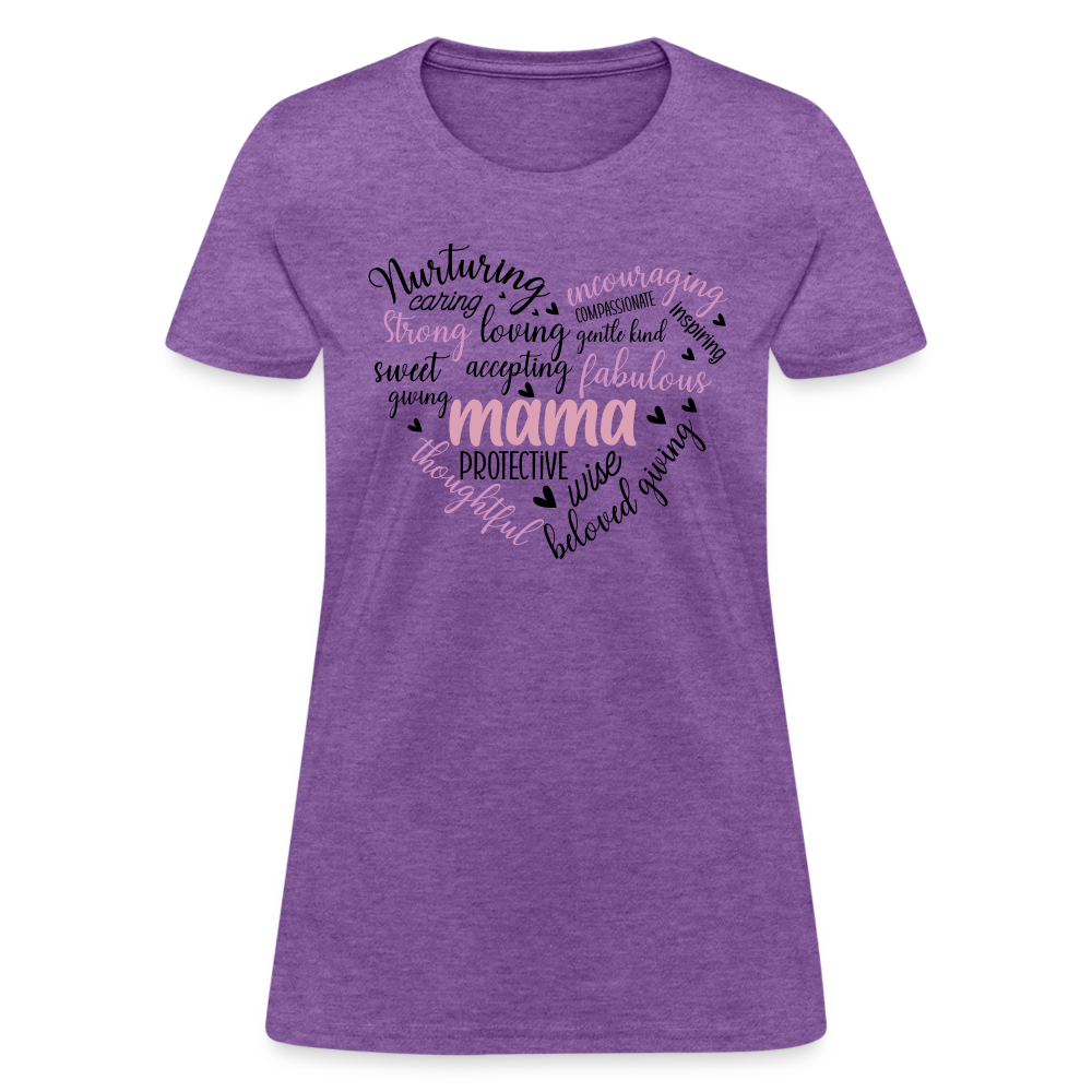 Mama Word Art Heart Women's T-Shirt - purple heather