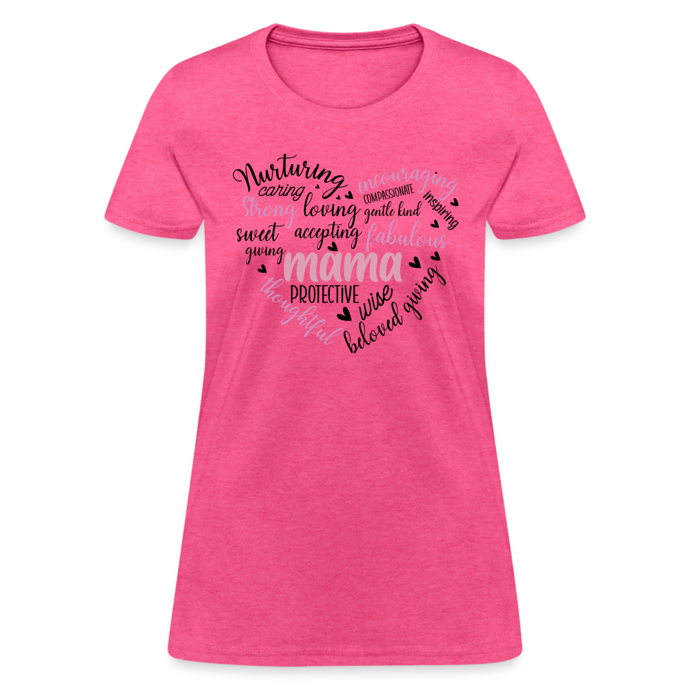 Mama Word Art Heart Women's T-Shirt - heather pink