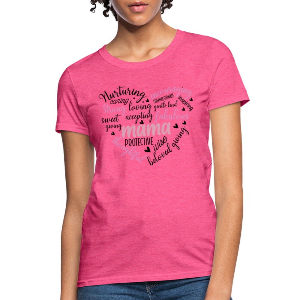 Mama Word Art Heart Women's T-Shirt - heather pink