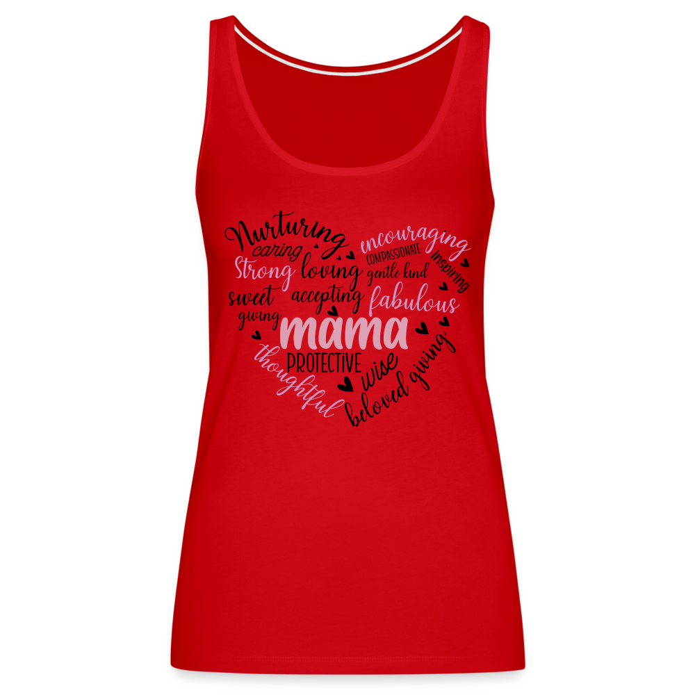 Mama Heart Women’s Premium Tank Top (Word Cloud) - red