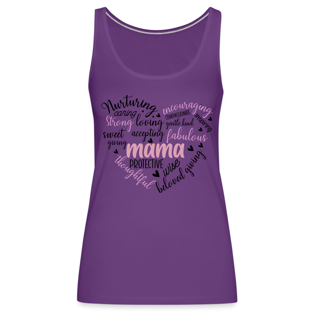 Mama Heart Women’s Premium Tank Top (Word Cloud) - purple