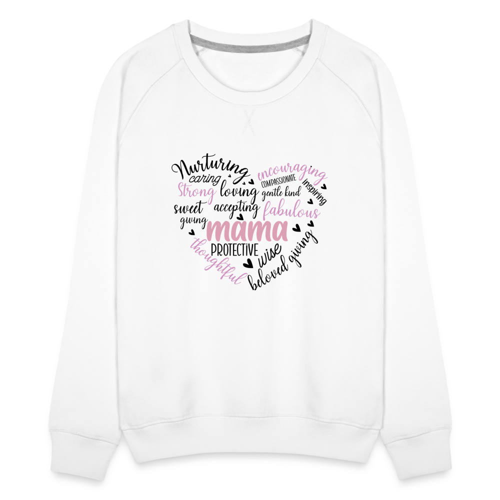Mama Heart Women’s Premium Sweatshirt (Word Cloud) - white