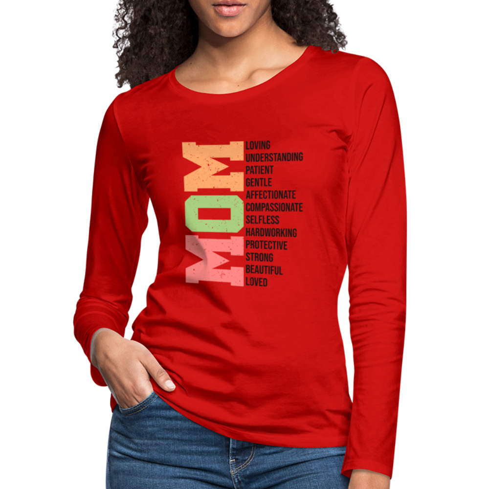 Mom Women's Premium Long Sleeve T-Shirt (Loving Words) - red
