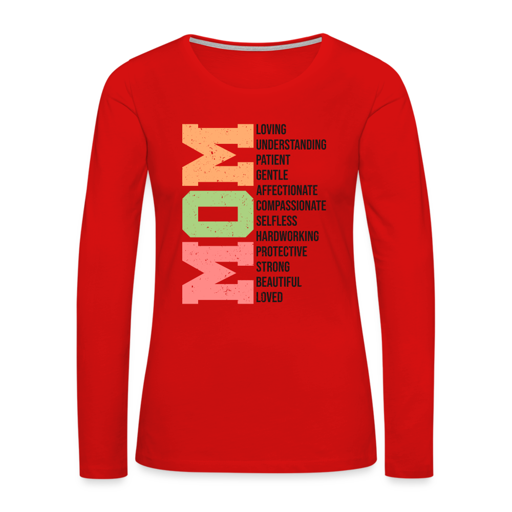 Mom Women's Premium Long Sleeve T-Shirt (Loving Words) - red