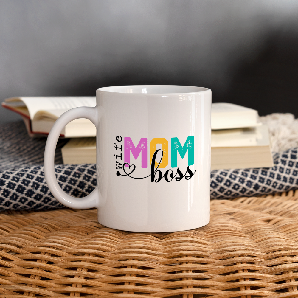 Mom Wife Boss Coffee Mug - white