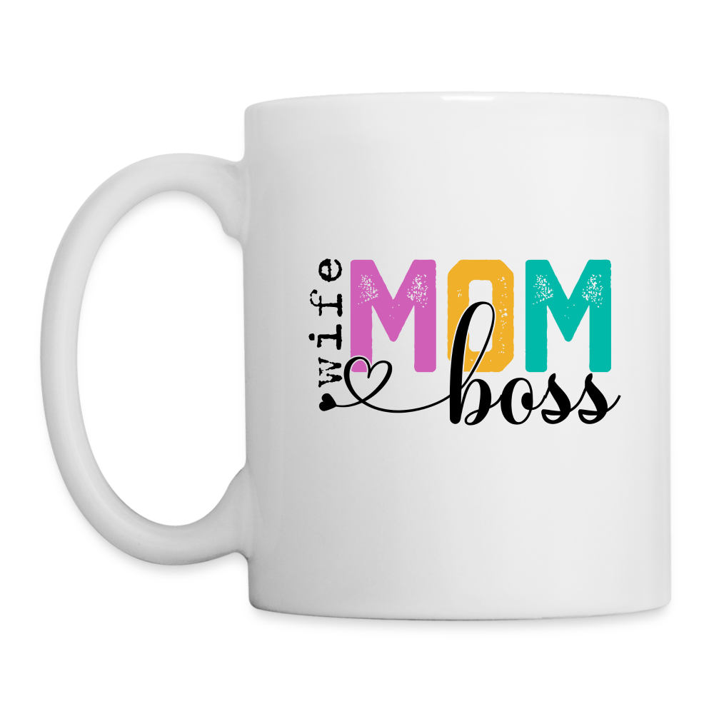 Mom Wife Boss Coffee Mug - white